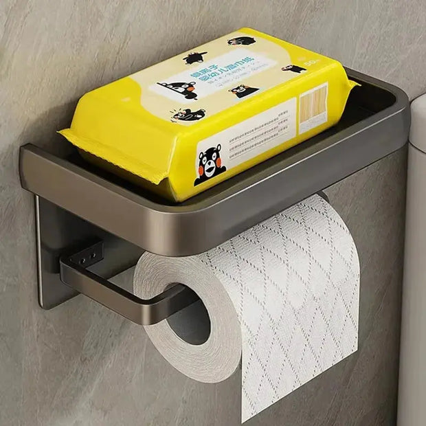 Étagère Murale WC Grise Porte-Papier Multifonction - La Boutique Des Toilettes 