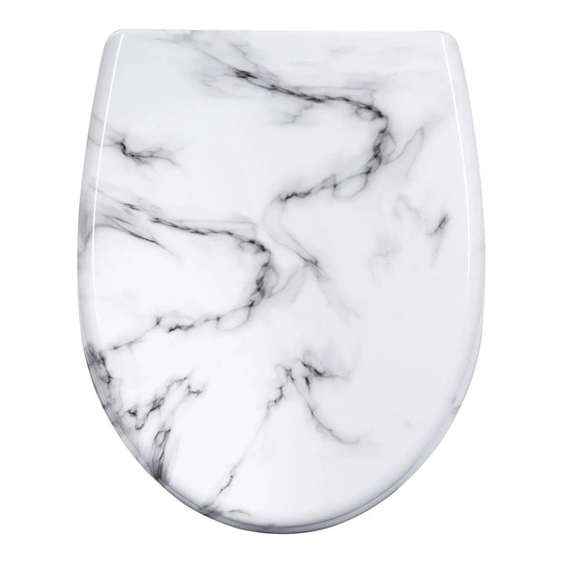 Abattant WC à descente lente motif marbre blanc - La Boutique Des Toilettes 