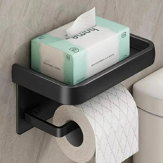 Étagère Papier Toilette Noire avec Rangement Téléphone WC - La Boutique Des Toilettes 