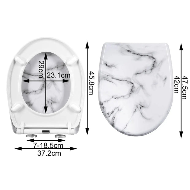 Abattant WC à descente lente motif marbre blanc - La Boutique Des Toilettes 