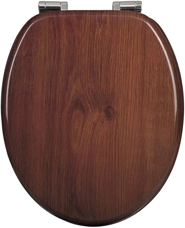 Abattant WC descente progressive bois foncé antibactérien - La Boutique Des Toilettes 