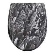 Abattant WC Ovale avec frein de chute, motif pierre - La Boutique Des Toilettes 