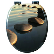 Abattant WC antibactérien descente progressive motif pierres - La Boutique Des Toilettes 