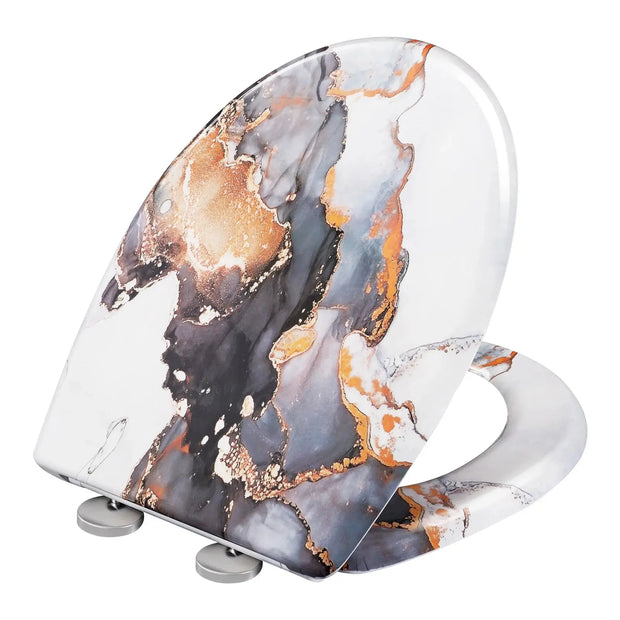 Abattant WC à descente lente motif marbre abstrait - La Boutique Des Toilettes 