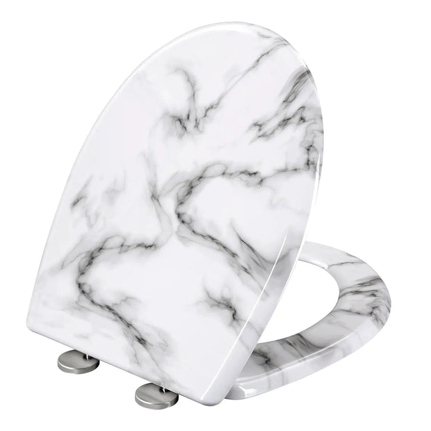 Abattant WC à descente lente motif marbre blanc - La Boutique Des Toilettes 