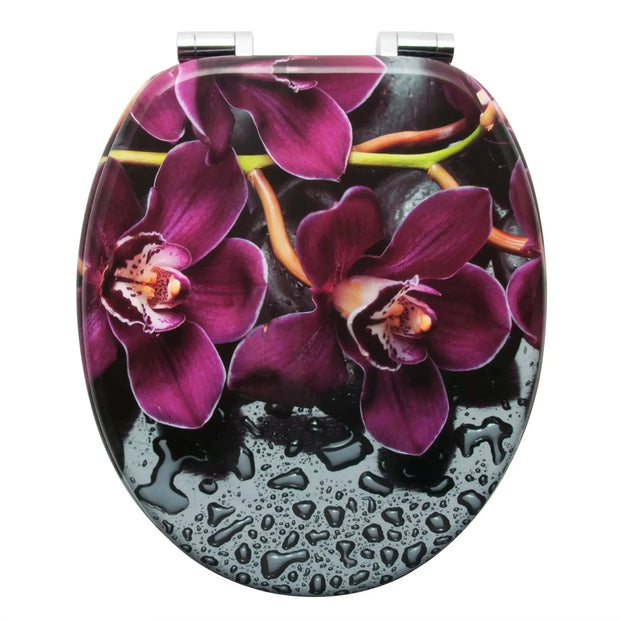 Couvercle de WC antibactérien à charnière motif fleur rouge - La Boutique Des Toilettes 