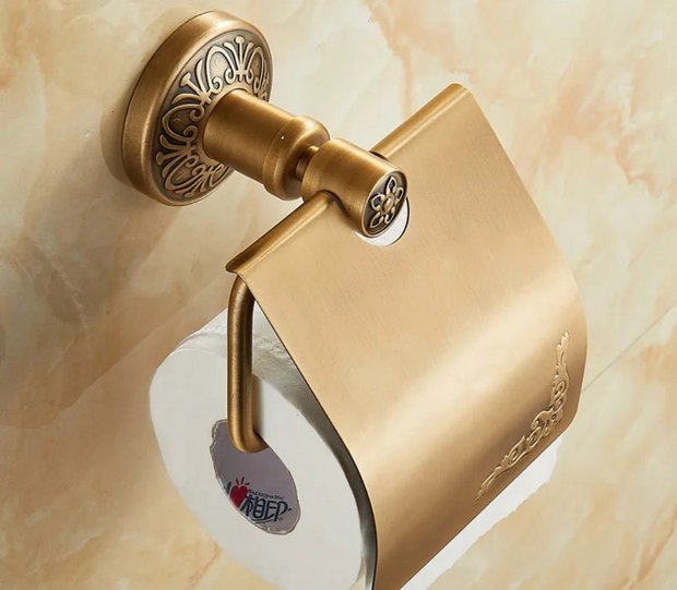 Porte-papier toilette mural aluminium finition laiton antique