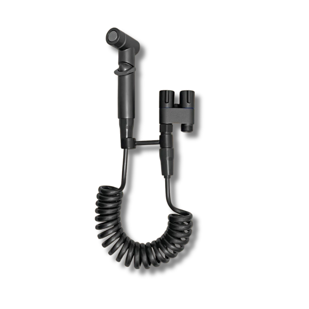 Douchette WC gun gray 4 en 1 avec robinet double sortie