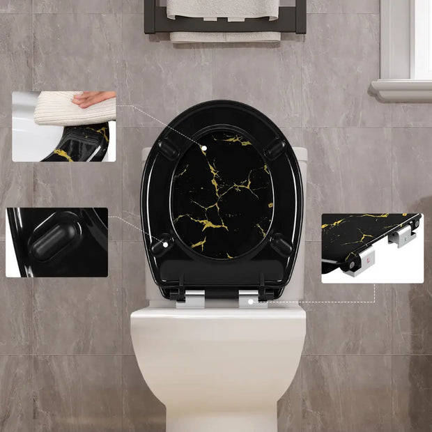 Abattant WC Noir Jaune Soft-Close Universel