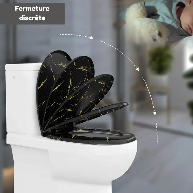 Abattant WC Noir Jaune Soft-Close Universel