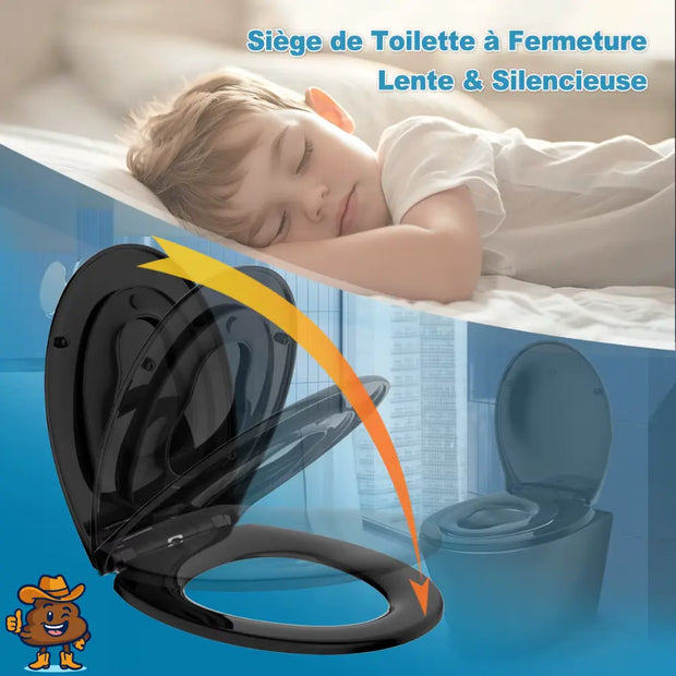 Abattant WC Noir Soft-Close Enfant Réglable et Sécurisé - La Boutique Des Toilettes 