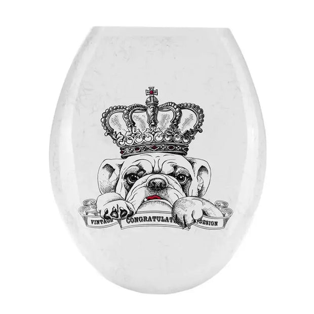 Abattant WC universel en PP motif chien couronné - La Boutique Des Toilettes 