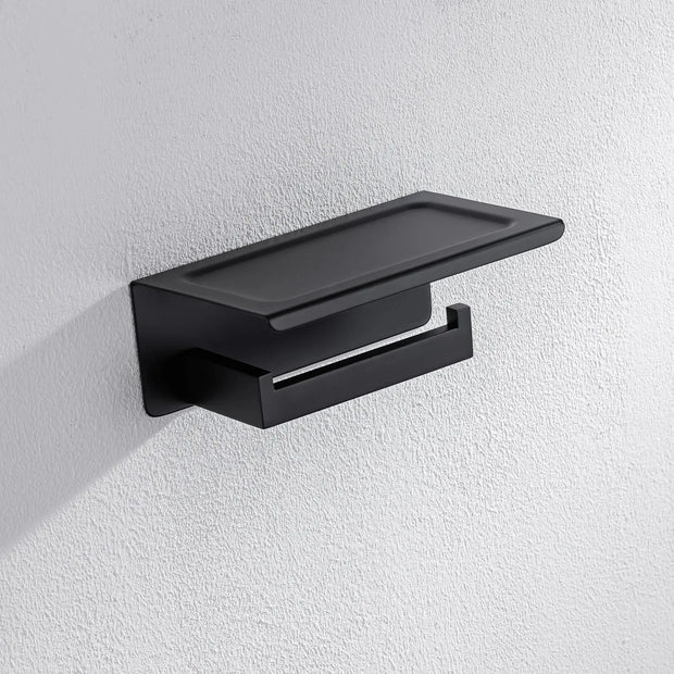 Support Papier Toilette Mural Noir avec Rangement Téléphone - La Boutique Des Toilettes 