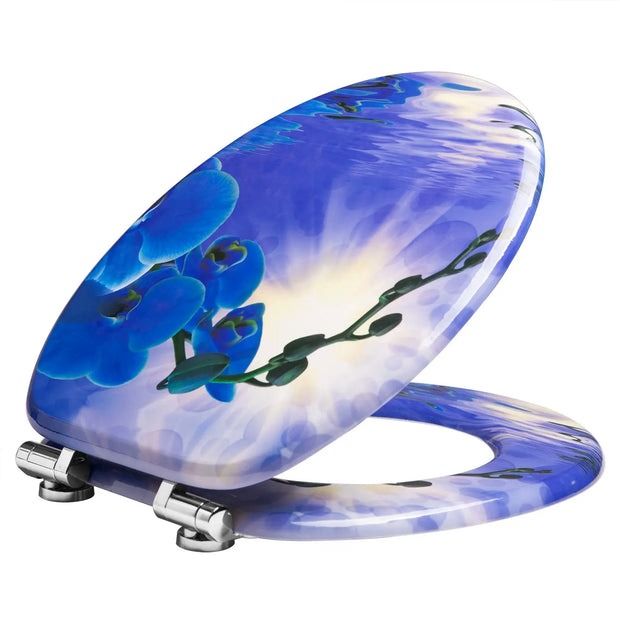 Abattant WC universel à frein de chute couleur orchidée bleue - La Boutique Des Toilettes 