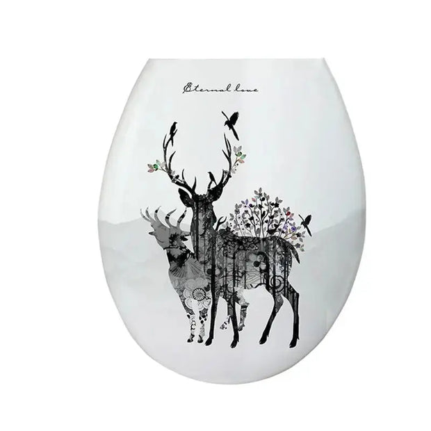 Abattant WC universel en PP résistant motifs élan - La Boutique Des Toilettes 