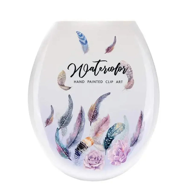 Abattant WC universel en PP motif plume violette - La Boutique Des Toilettes 