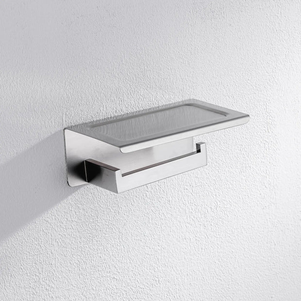 Support Papier Toilette Acier Brossé avec Rangement Téléphone - La Boutique Des Toilettes 