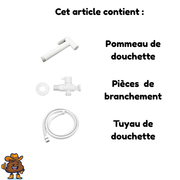 Douchette WC blanche auto-nettoyante avec flexible inox