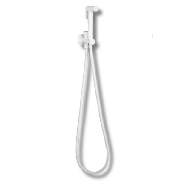 Douchette WC blanche auto-nettoyante avec flexible inox