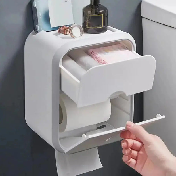 Boîte Murale Papier Toilette Étanche Grise Haute Capacité - La Boutique Des Toilettes 