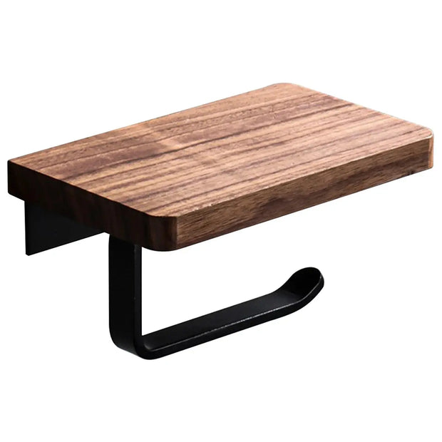Porte-Papier Toilette Bois Noyer avec Étagère Murale - La Boutique Des Toilettes 
