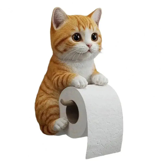Support Papier Toilette Chat Réaliste 3D Mural Salle de Bain - La Boutique Des Toilettes 