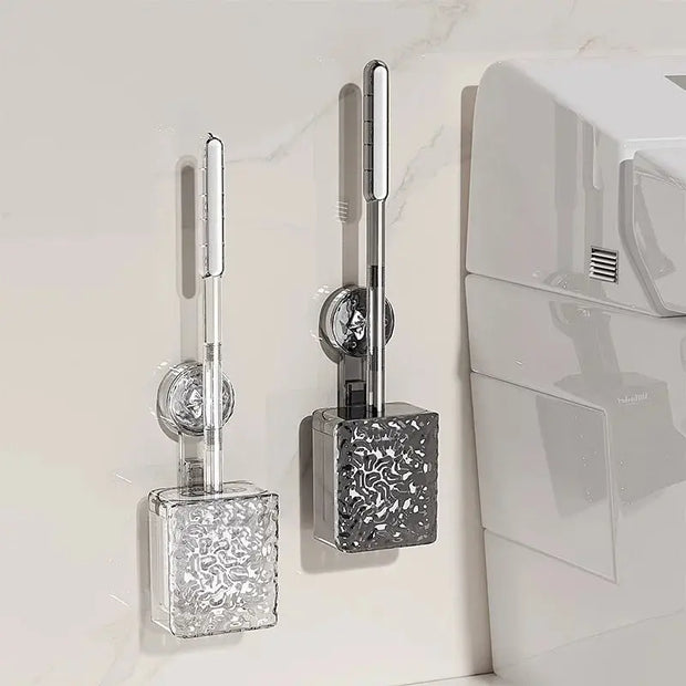 Brosse WC murale à ventouse grise poignée longue - La Boutique Des Toilettes 