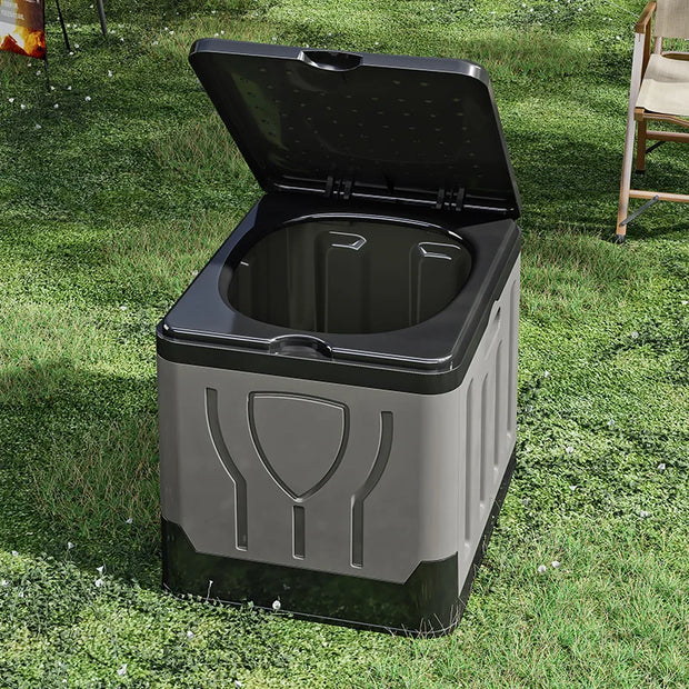 Toilette de camping pliable portable grise pour extérieur