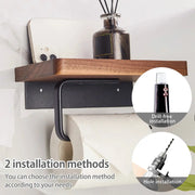 Porte-Papier Toilette Bois Noyer avec Étagère Murale - La Boutique Des Toilettes 