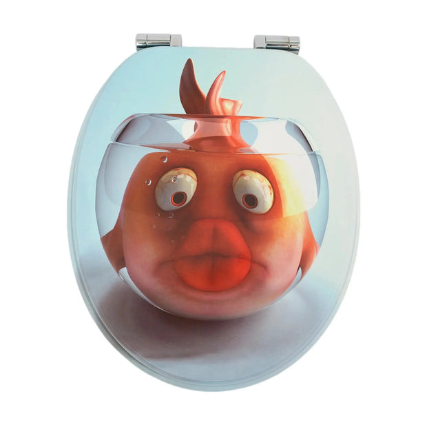 Abattant WC à descente lente motif poisson doré bois - La Boutique Des Toilettes 