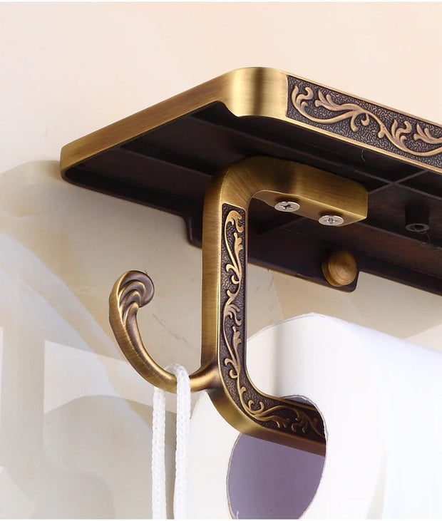 Porte-papier toilette mural style rétro en laiton antique