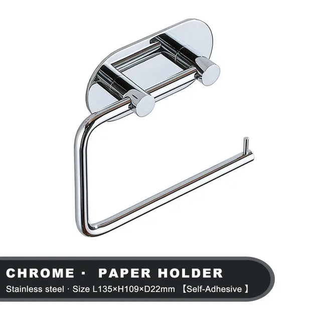 Porte-Papier Toilette Adhésif Chrome Sans Perçage - La Boutique Des Toilettes 