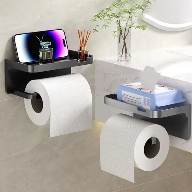 Support Papier Toilette Blanc Sans Perçage pour Salle de Bain - La Boutique Des Toilettes 