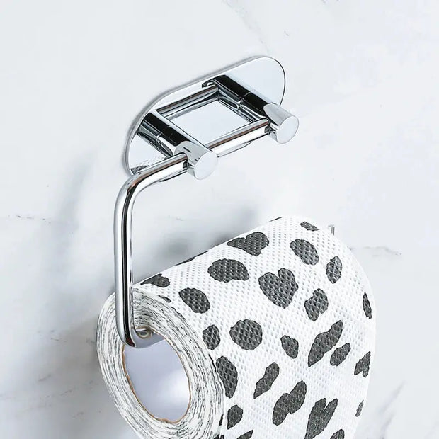 Porte-Papier Toilette Adhésif Chrome Sans Perçage - La Boutique Des Toilettes 
