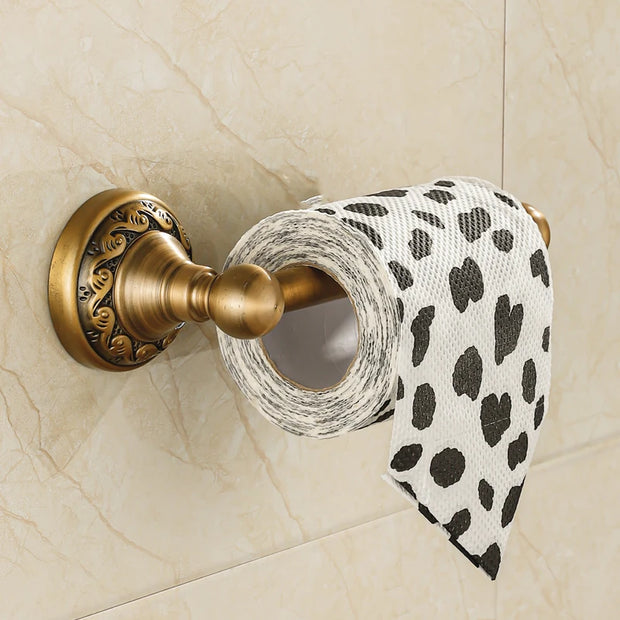 Porte-papier toilette mural vintage en laiton antique