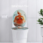 Abattant WC à descente lente motif poisson doré bois - La Boutique Des Toilettes 