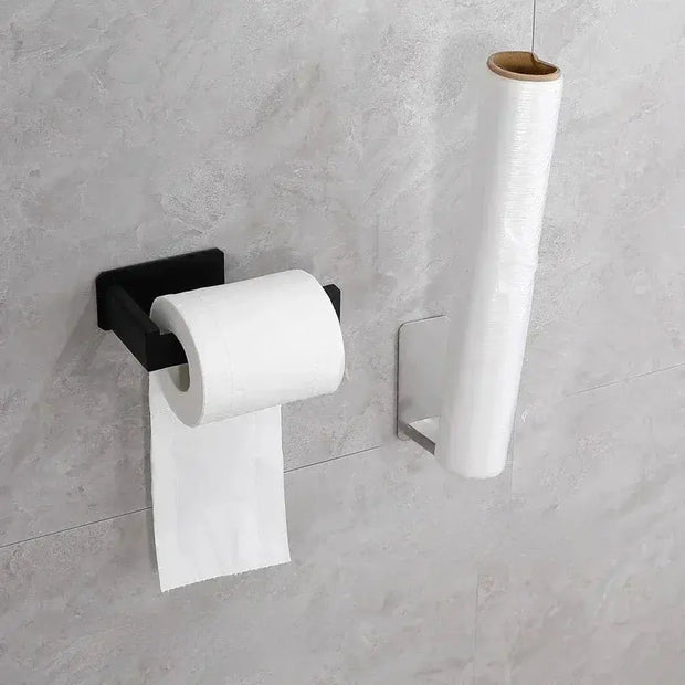 Porte-Papier Toilette Noir Auto-adhésif Sans Perçage - La Boutique Des Toilettes 