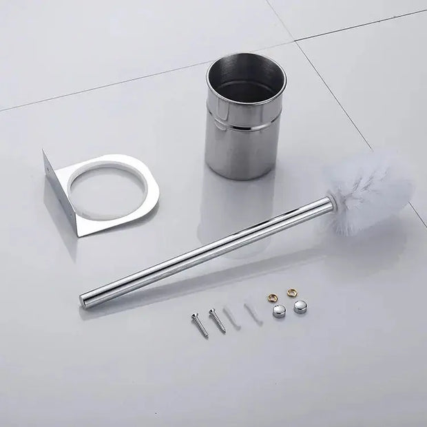 Brosse WC argentée en acier inox pour salle de bain - La Boutique Des Toilettes 