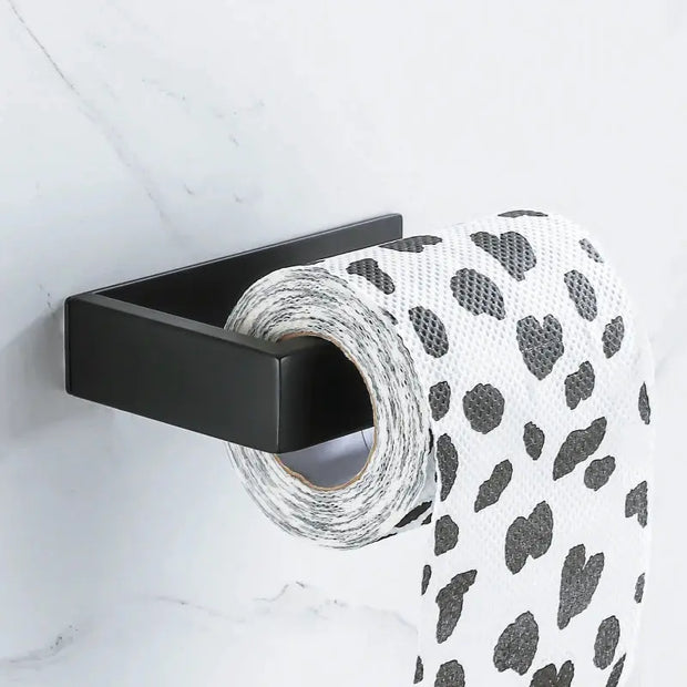 Porte-Papier Toilette Noir Adhésif Sans Perçage - La Boutique Des Toilettes 