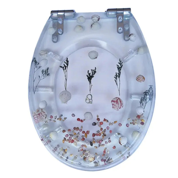 Abattant WC universel en résine transparent motif hippocampe - La Boutique Des Toilettes 