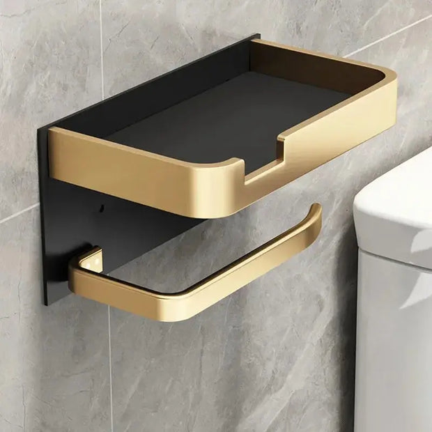 Support Papier Toilette Multifuntion Noir avec Étagère PVC - La Boutique Des Toilettes 