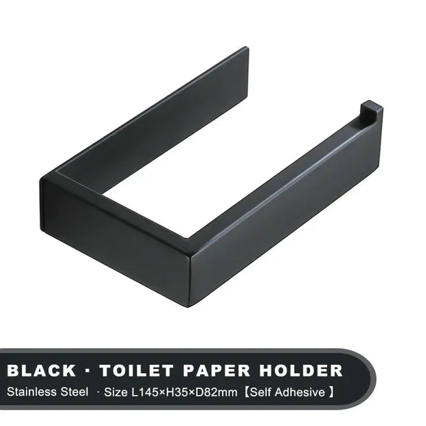 Porte-Papier Toilette Noir Adhésif Sans Perçage - La Boutique Des Toilettes 