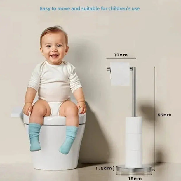 Support Papier Toilette Autoportant Acier Inoxydable Argenté - La Boutique Des Toilettes 