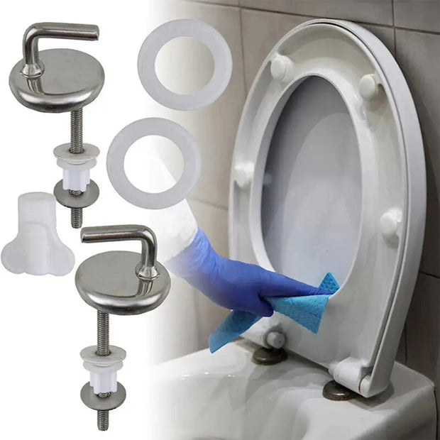 Kit Charnières WC Inox Sans Bruit, 2 Pièces Fixation - La Boutique Des Toilettes 