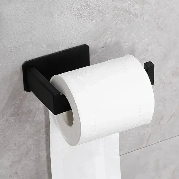 Porte-Papier Toilette Noir Auto-adhésif Sans Perçage - La Boutique Des Toilettes 