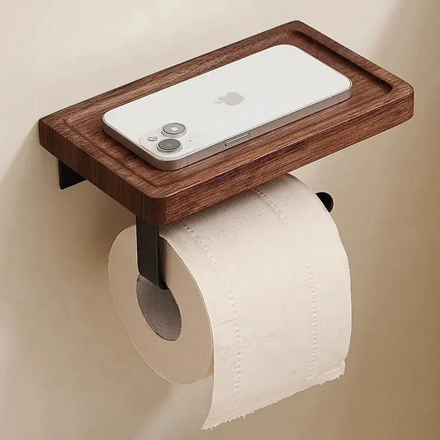 Porte-Papier Toilette Noyer Mural Design Moderne - La Boutique Des Toilettes 