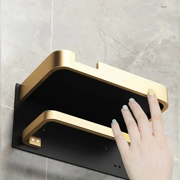 Support Papier Toilette Multifuntion Noir avec Étagère PVC - La Boutique Des Toilettes 