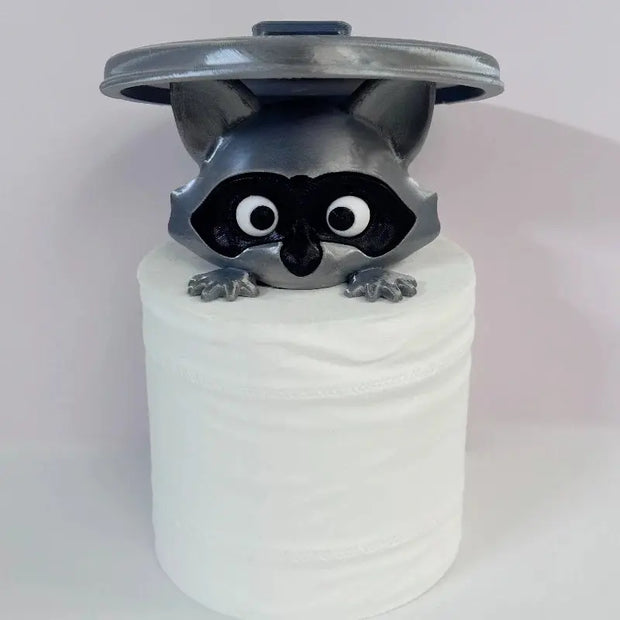 Porte-Papier Toilette Raton Laveur avec Couvercle Poubelle - La Boutique Des Toilettes 