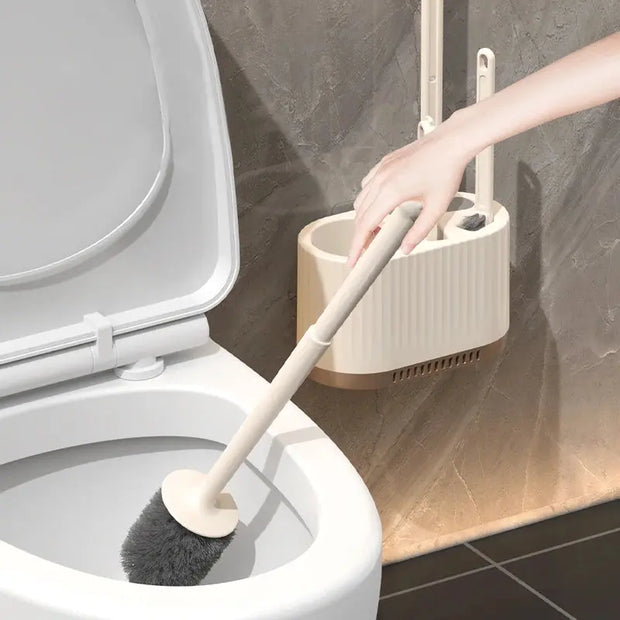 Brosse WC murale avec support blanc multifonction 4-en-1 - La Boutique Des Toilettes 