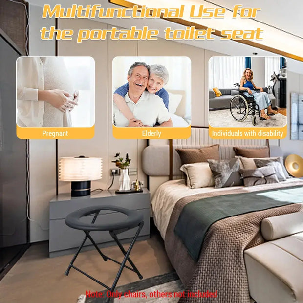Siège WC Pliable Noir Portable pour Voyage et Camping - La Boutique Des Toilettes 